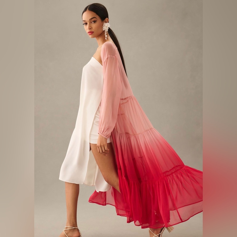 By Anthropologie Tiered Sheer Ombre Duster NWT - Picture 2 of 6